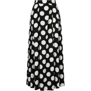 Retro Her Destiny Blk/Wht Polka Dot Full Sweep Flowy Maxi Skirt Size M Tie Waist